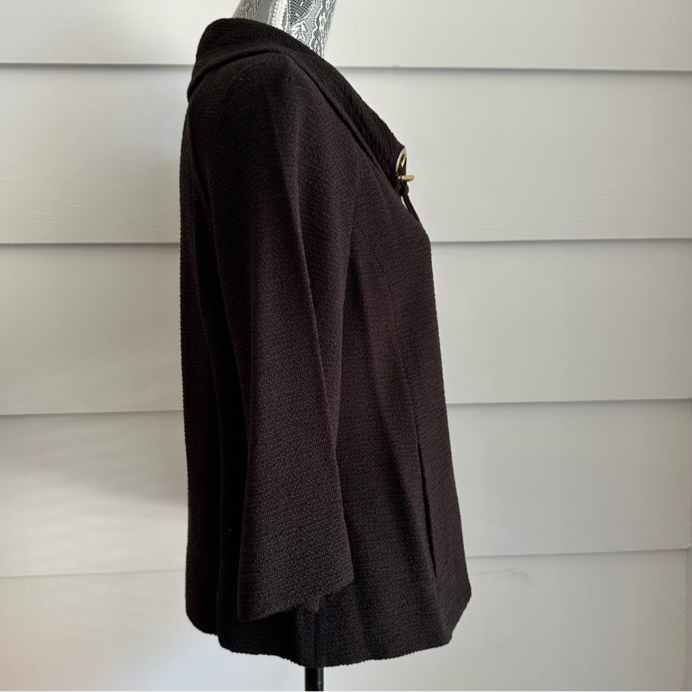 St. John Black Knit Zip Up Jacket with Gold Hardware size M made in USA - Picture 5 of 11